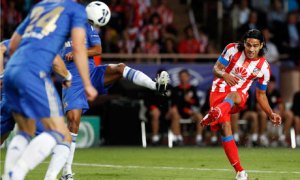 Falcao scored a stunning hat trick against Chelsea in teh Super Cup final