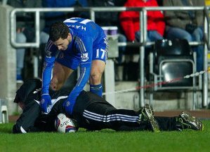 Hazard and Morgan clash (Image from the sun.co.uk)