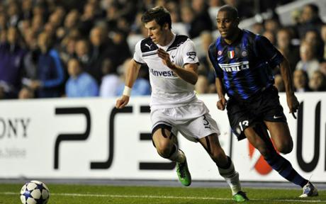 Bale destroys Maicon in a famous Champions League match (Image from Guardian.co.uk)