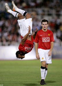 The now famous Nani Flip Goal Celebration (Image from AP)