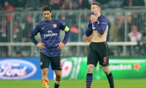Heartbreak for Arsenal against Bayern (Image from Guardian.co.uk)