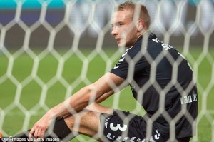 Van Der Hoorn looks for the ground to open up after his goal  (Image from Getty)