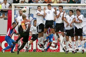Chilavert scores from a free kick against Germany (Image from Getty)