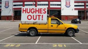 Stoke fans protest Hughes appointment  (Image from Getty)