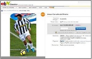 Amauri- listed by Juve Fans on EBay  (Image from EBay)