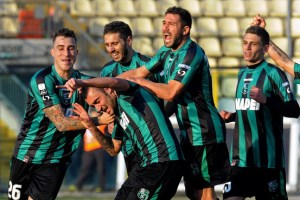 Sassuolo players celebrate promotion (Image from Getty)