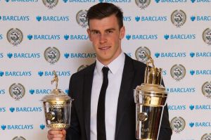 Clean sweep - Player of the Season Bale picks up his awards (Image from PFA)
