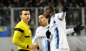 Yaya Touré reacts to racist chants from the Moscow fans  (Image from Getty)