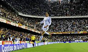 Bale celebrates scoring his wondergoal (Iamge from Getty)