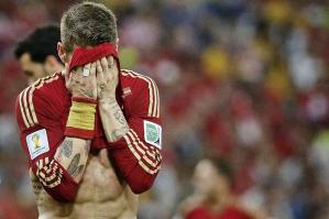 Sergio Ramos cna barely watch as Spain crash out (Image from Getty)