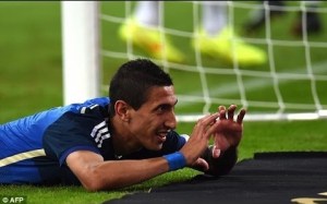 Di Maria celebrates after scoring Argentina's fourth goal (Image from AFP)