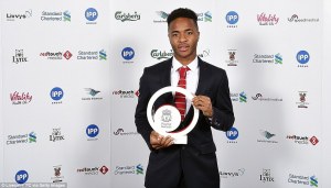 Sterling picked up the clubs Young Player of the Year award to a chorus of boos  (Image from Getty)