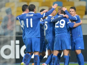 Togetherness - Dnipro's players celebrate their win over Ajax  (Image from AFP)