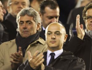 Baldini (in the scarf) with Daniel Levy  (Image from AFP)