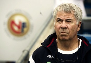 Norway's head coach Egil Olsen looks on