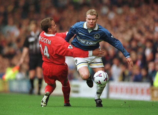 Ball gets the better of Vegard Heggem in the Merseyside derby (Image from Tumblr)
